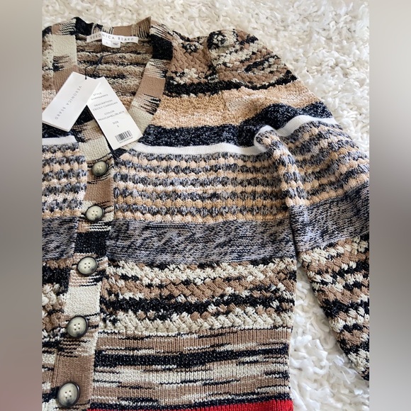 NWT Veronica Beard Cecily Mixed Knit Wool Cardigan Button Sweater - Picture 9 of 11